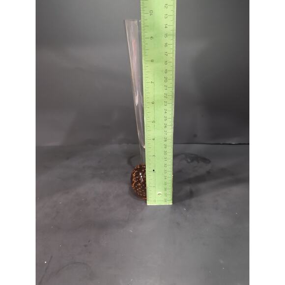 Peach Amber Bullicante Vase, Art Glass Bud Vase, 10", Controlled Bubbles Base - Picture 8 of 9